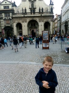 You can see the boat sign behind Nate. We also went to a concert in the church behind him.