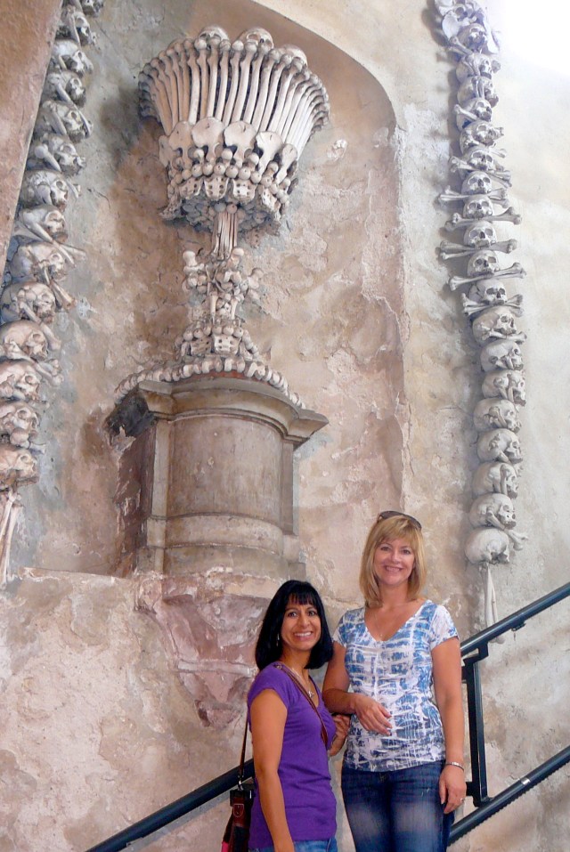 Am I really posing next to a chandelier of human bones? Odd!!