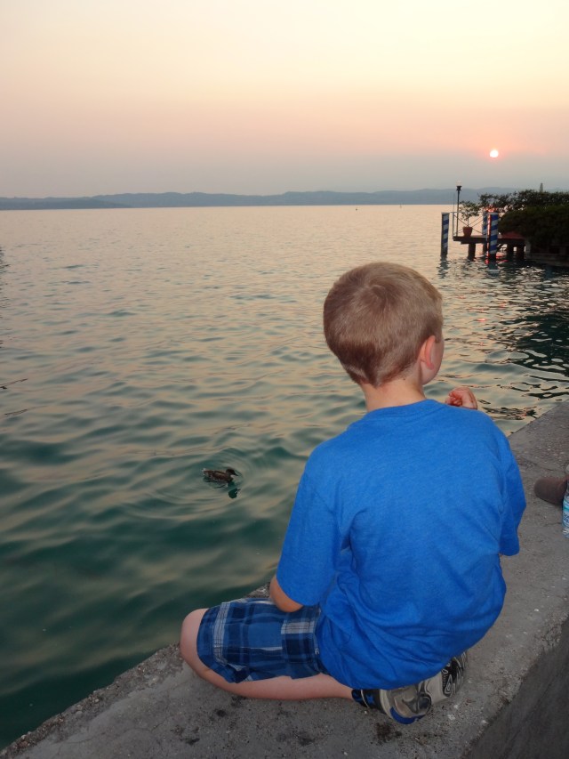 Enjoying the sunset and the aftermath of a sugar high from the ice cream)