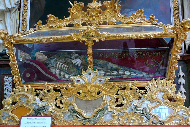 These are the relics of St. Felix, donated by Pope Benedict X!V in 1742 on the occasion of the monastery's 600th anniversary!
